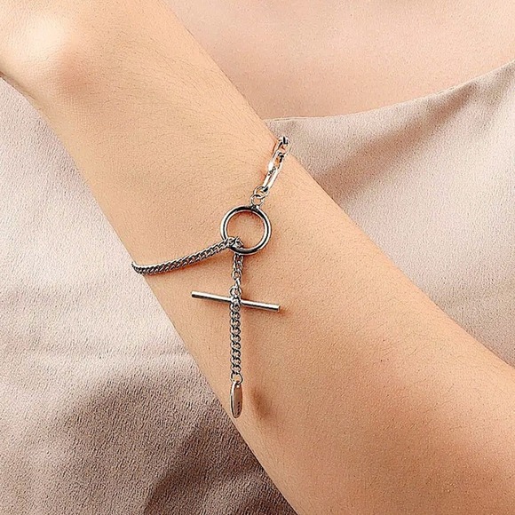 Sterling Silver Minimalist Bracelet, Irregular, Geometric, Dainty, Trendy - Picture 5 of 6